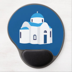 Greek Island Santorini Blue Dome Church  Gel Mouse Pad