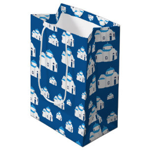 Greek Island Santorini Blue Dome Church Medium Gift Bag