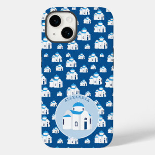 Greek Island Santorini Blue Dome Church Monogram Case-Mate iPhone 14 Case