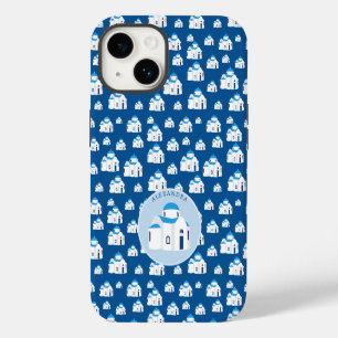 Greek Island Santorini Blue Dome Church Monogram iPhone 14 Case