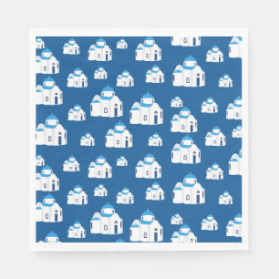 Greek Island Santorini Blue Dome Church Napkins