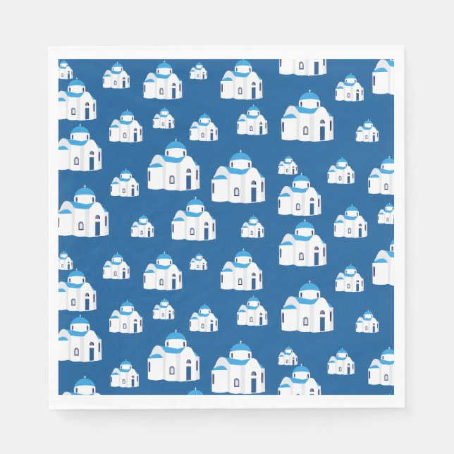 Greek Island Santorini Blue Dome Church  Napkins (Front)