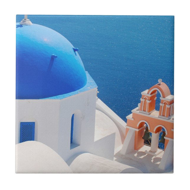 Greek Island Santorini Ceramic Tile (Front)