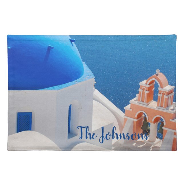 Greek Island Santorini Cloth Placemat (Front)