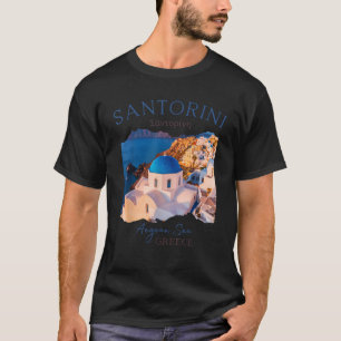 Greek Island Santorini Greece Oia Village Blue Chu T-Shirt