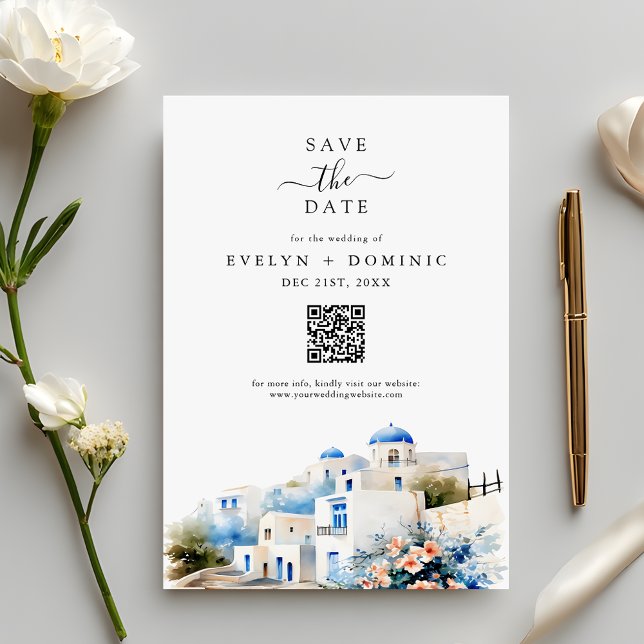 Greek Island Santorini Greece Wedding Save The Date (Creator Uploaded)