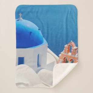 Greek Island Santorini Sherpa Blanket