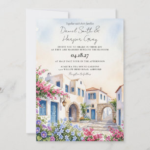 Greek Island Santorini Watercolor Greece Wedding Invitation