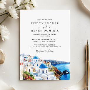 Greek Island Santorini Watercolor Greece Wedding Invitation