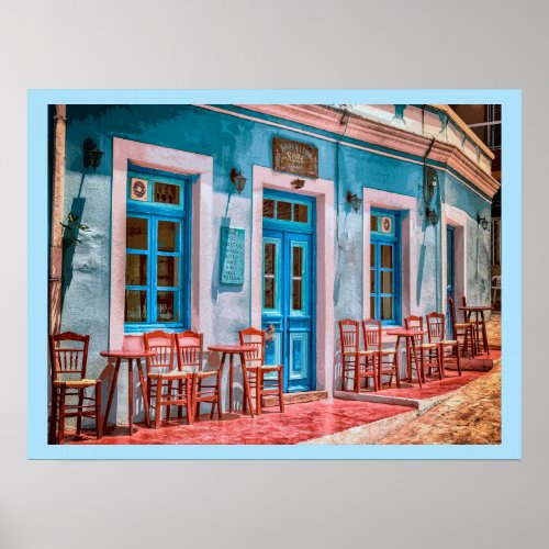 Greek Island Summer Cafe Poster