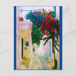 Greek Island Village Street Postcard
