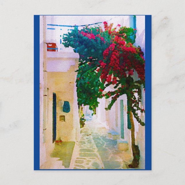 Greek Island Village Street Postcard (Front)