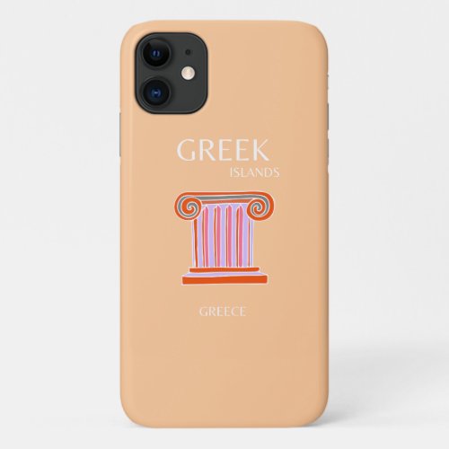 Greek Islands Greece Travel Art Orange iPhone 11 Case