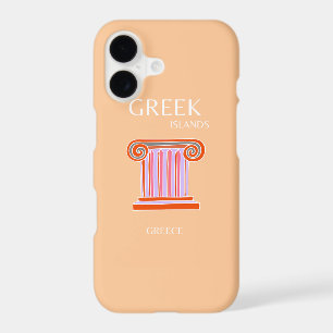 Greek Islands, Greece, Travel Art, Orange iPhone 17 Case