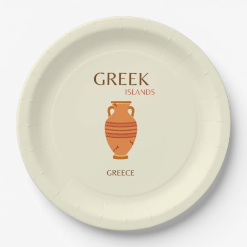 Greek Islands Greece Travel Retro Pastel Paper Plates