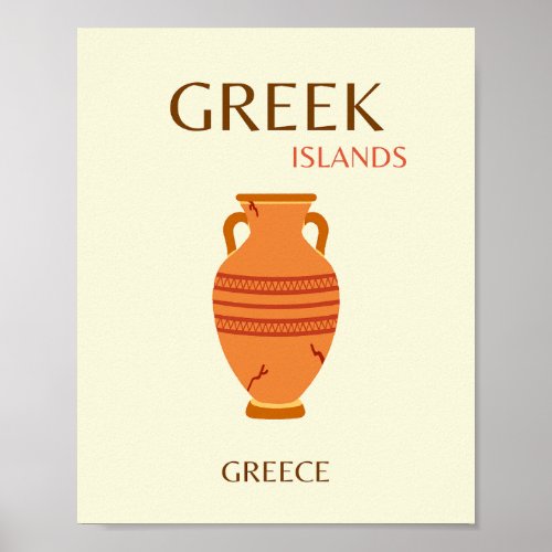 Greek Islands Greece Travel Retro Pastel Poster