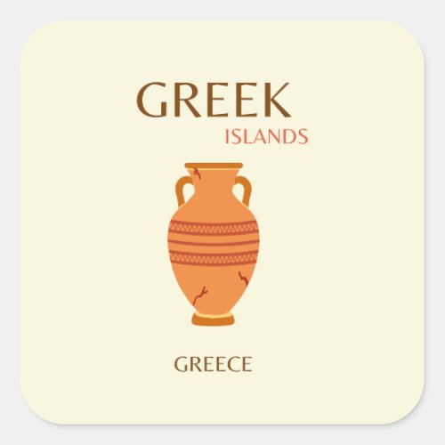 Greek Islands Greece Travel Retro Pastel Square Sticker