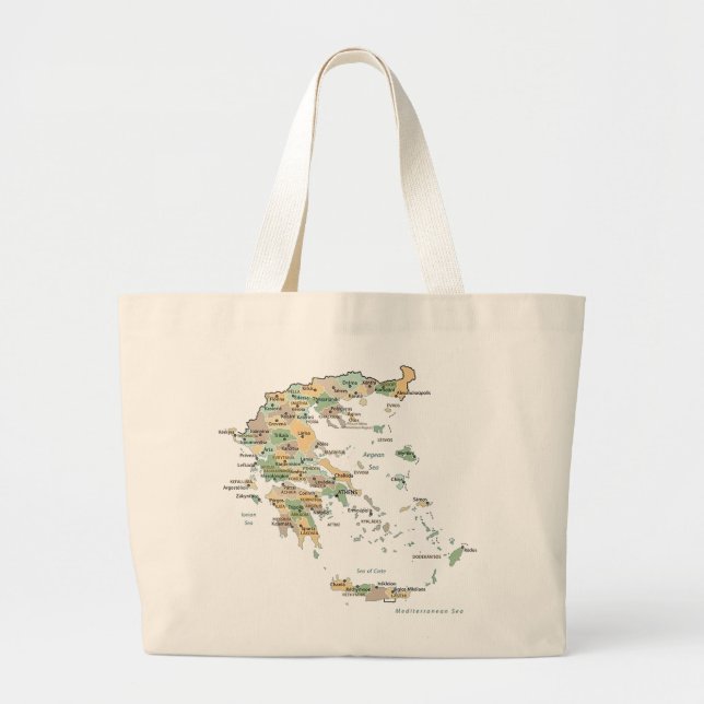 Greek Islands Map  Large Tote Bag (Front)