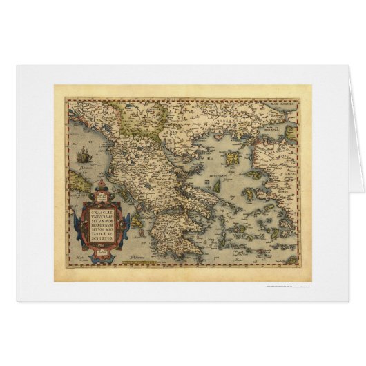 Greek Islands Map Ortelius 1570 Cards (Front Horizontal)