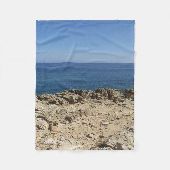Greek Islands Mediterranean Landscape Fleece Blanket (Front)