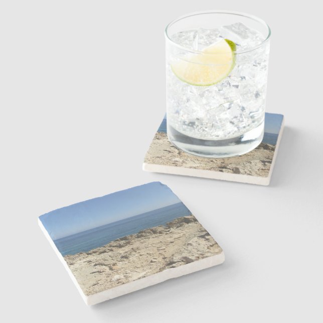 Greek Islands Mediterranean Landscape  Stone Coaster (Side)