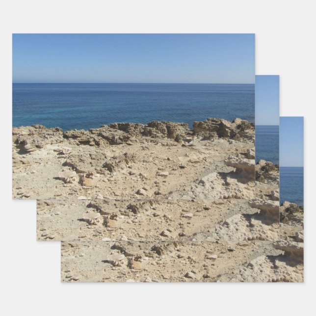 Greek Islands Mediterranean Landscape Wrapping Paper Sheets (Set)