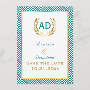 Greek key and laurel wreath request 1 save the date