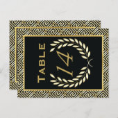 Greek key and laurel wreath wedding table number (Front/Back)