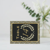 Greek key and laurel wreath wedding table number (Standing Front)