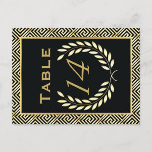 Greek key and laurel wreath wedding table number
