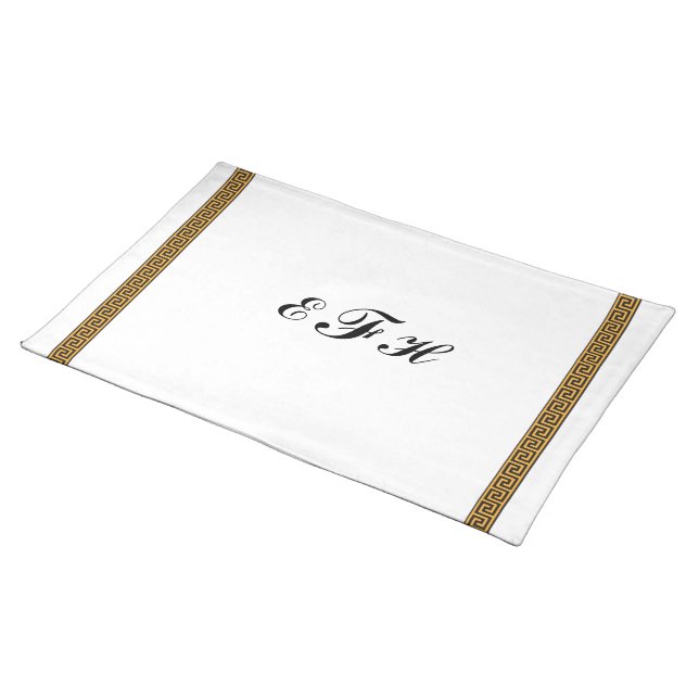 Greek Key and Monogram Placemat (On Table)