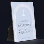 Greek Key Arch Blue Baptism Welcome Sign Plaque<br><div class="desc">This design features a minimalist Greek key design with fully editable text. For more advanced customization of this design,  simply select the "Customize It" button above.</div>