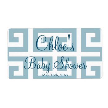 Greek Key Baby Shower Water Bottle Labels by LaBebbaDesigns at Zazzle