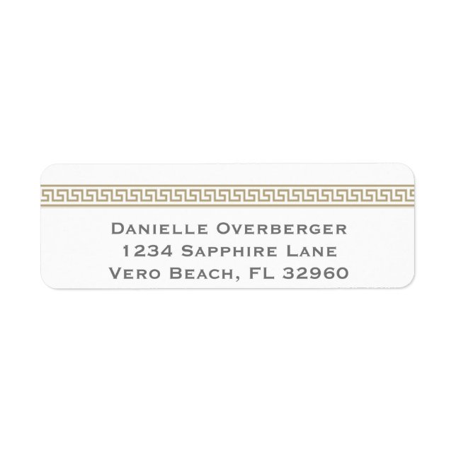 Greek Key Beige Return Address Labels (Front)