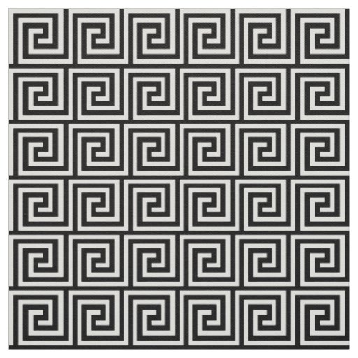 Greek Key, black and white Fabric