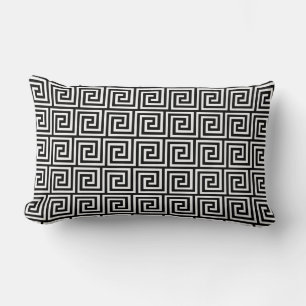 Greek Key, black and white Lumbar Pillow