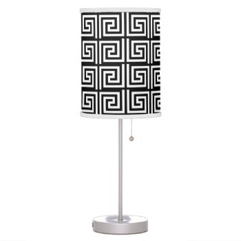 Greek Key Black And White Shade And Table Lamp by Home_Suite_Home at Zazzle