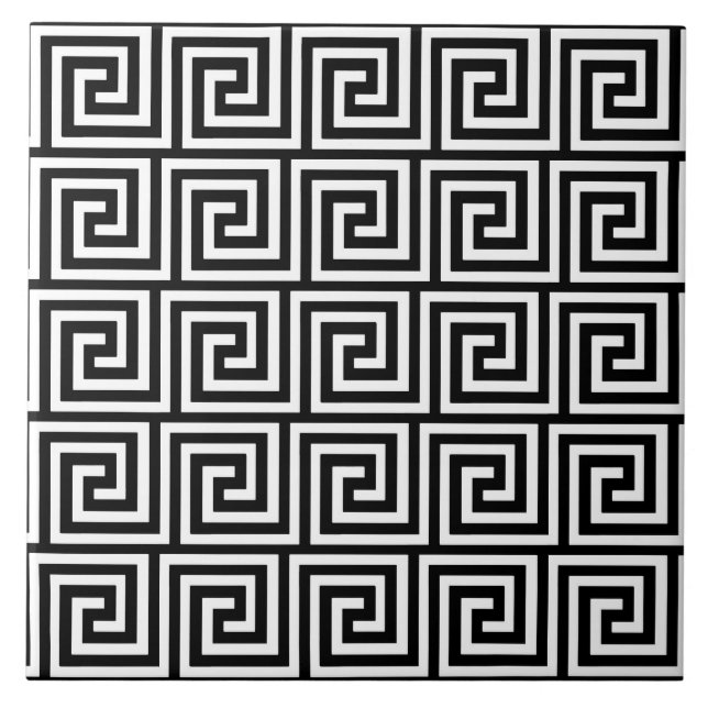 Greek Key, black and white Tile (Front)