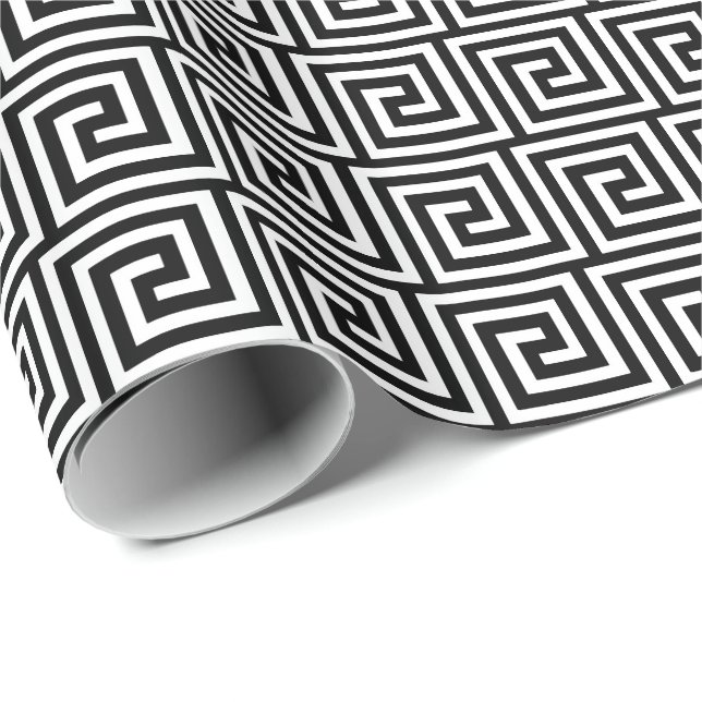 Greek Key, black and white Wrapping Paper (Roll Corner)