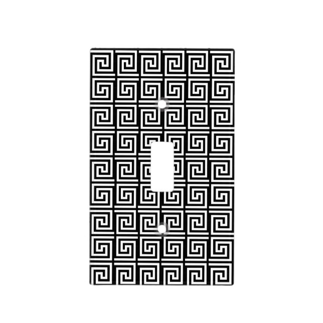 Greek Key Black & White design light switch cover (Front)