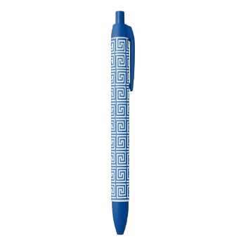 Greek Key Blue And White Pattern Pen by Home_Suite_Home at Zazzle