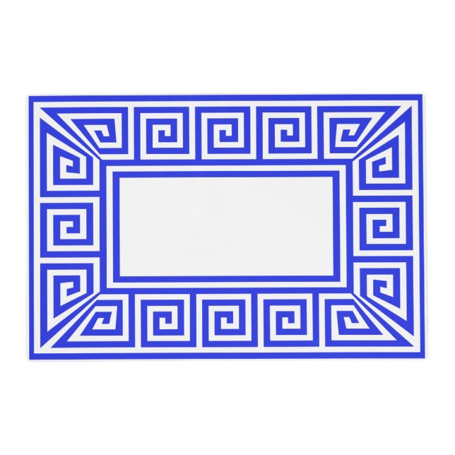Greek Key Blue and White Placemat (Front)
