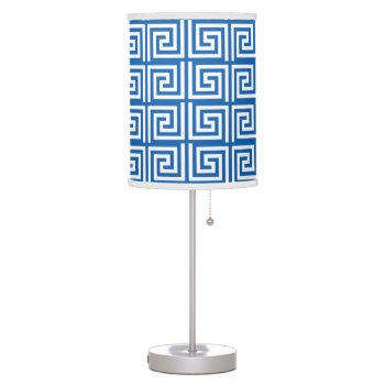 Greek Key Blue And White Shade And Table Lamp by Home_Suite_Home at Zazzle