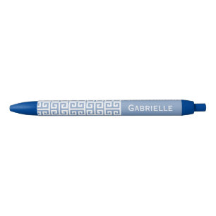 Greek Key Blue Custom Name  Pen