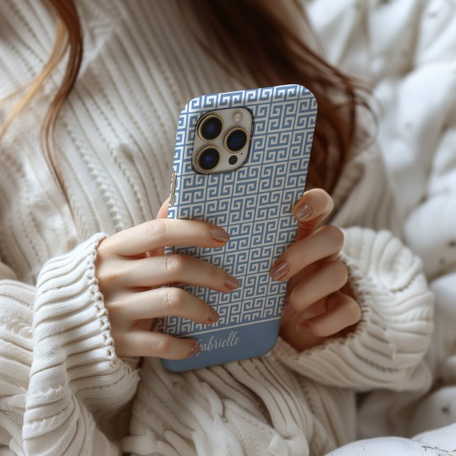 Greek Key Blue MagSafe Tough Case-Mate iPhone Case (Greek Key blue phone case)