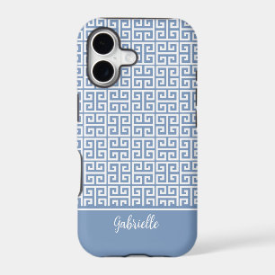 Greek Key Blue MagSafe Tough iPhone 17 Case
