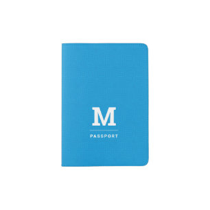 Greek key blue passport holder