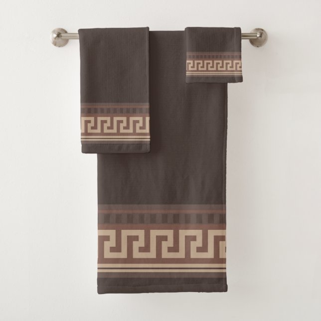 Greek key border bath towel set (Insitu)
