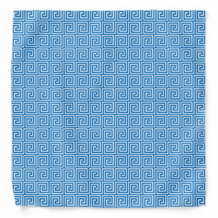 Greek Key, cerulean blue and white Bandana