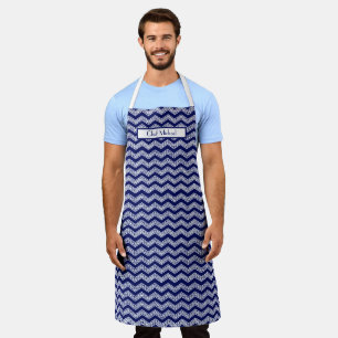Greek Key Chevron DIY Colors Navy White SV Apron
